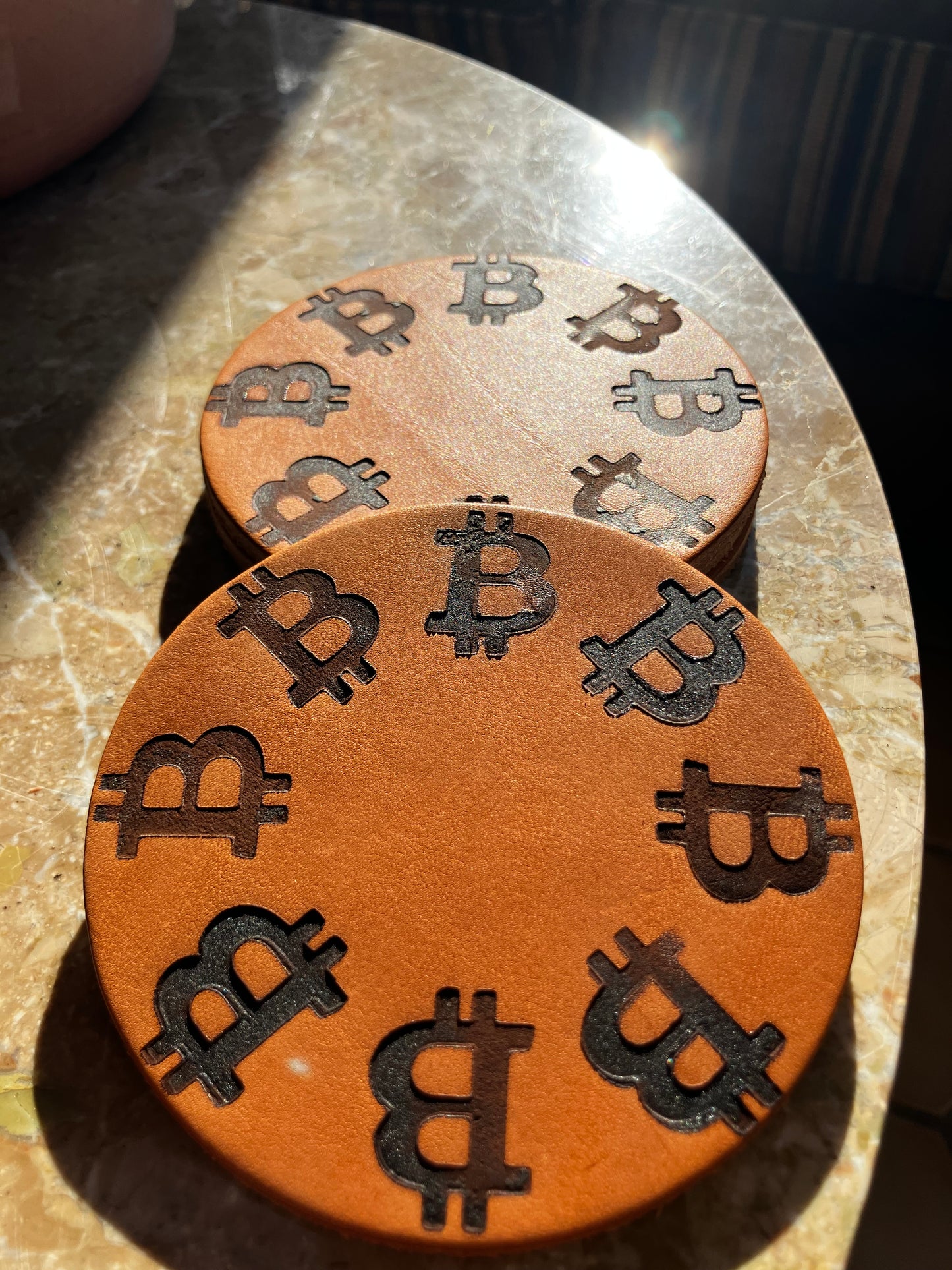 “Btc Time” Leather Coaster