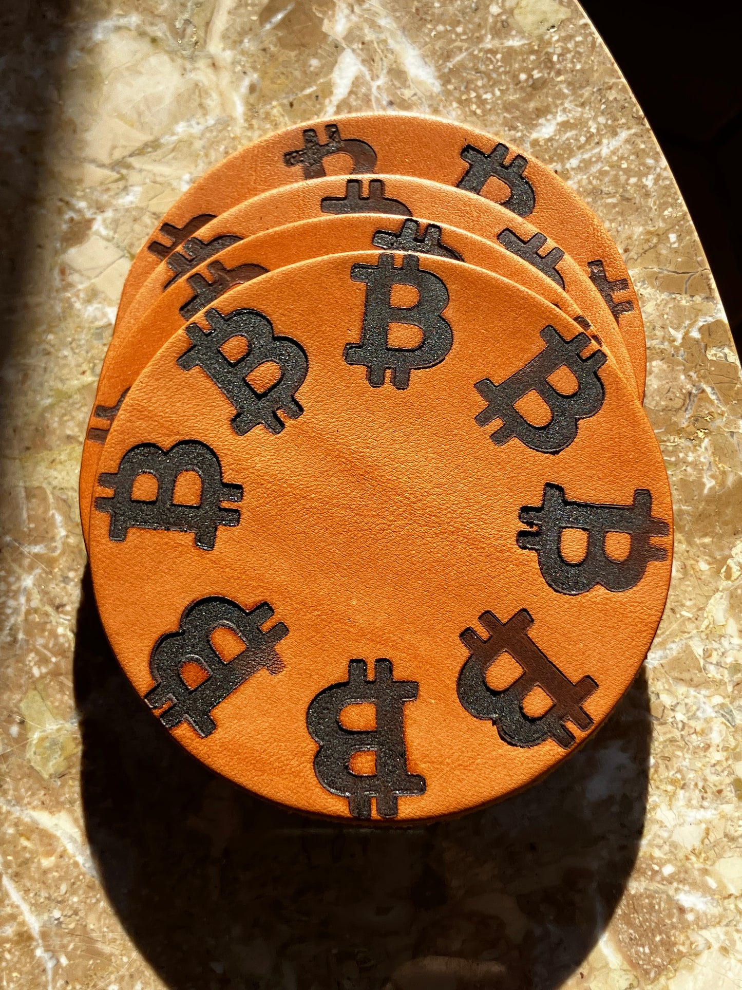 “Btc Time” Leather Coaster