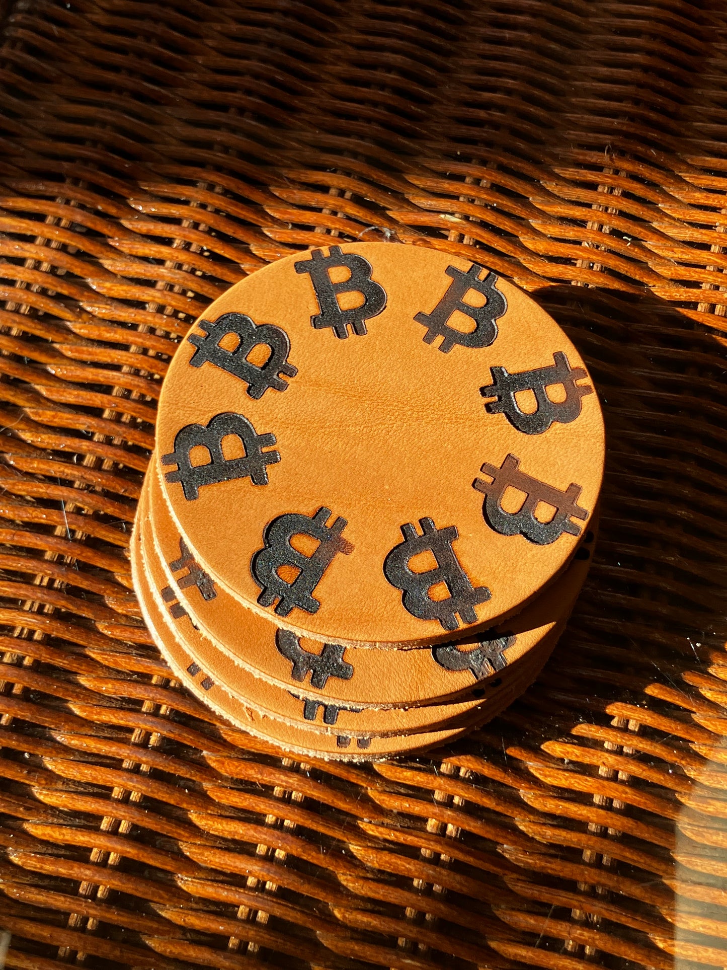 “Btc Time” Leather Coaster