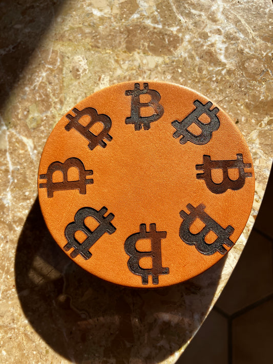 “Btc Time” Leather Coaster