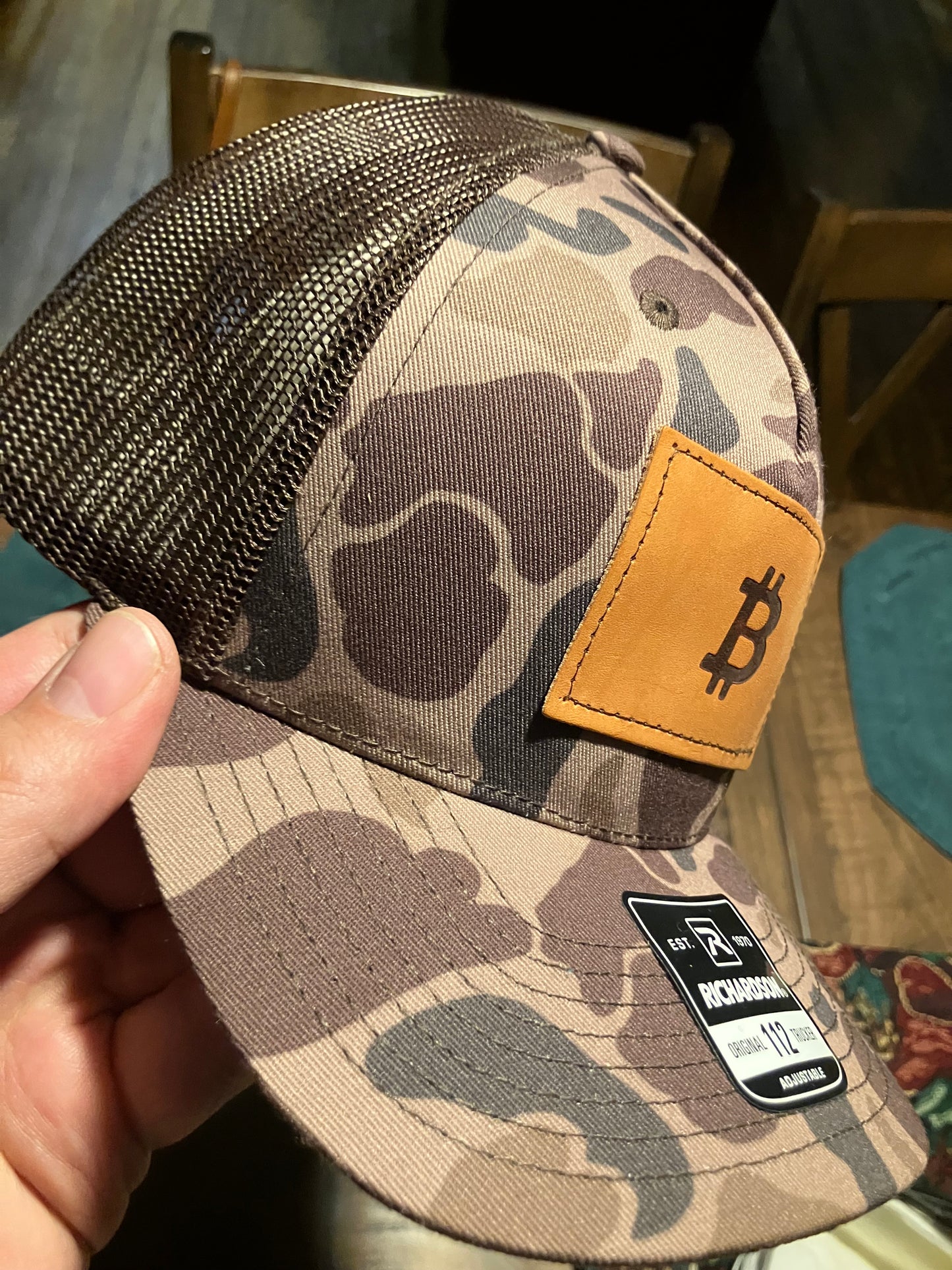“Dark ₿uck” Leather Patch Hat