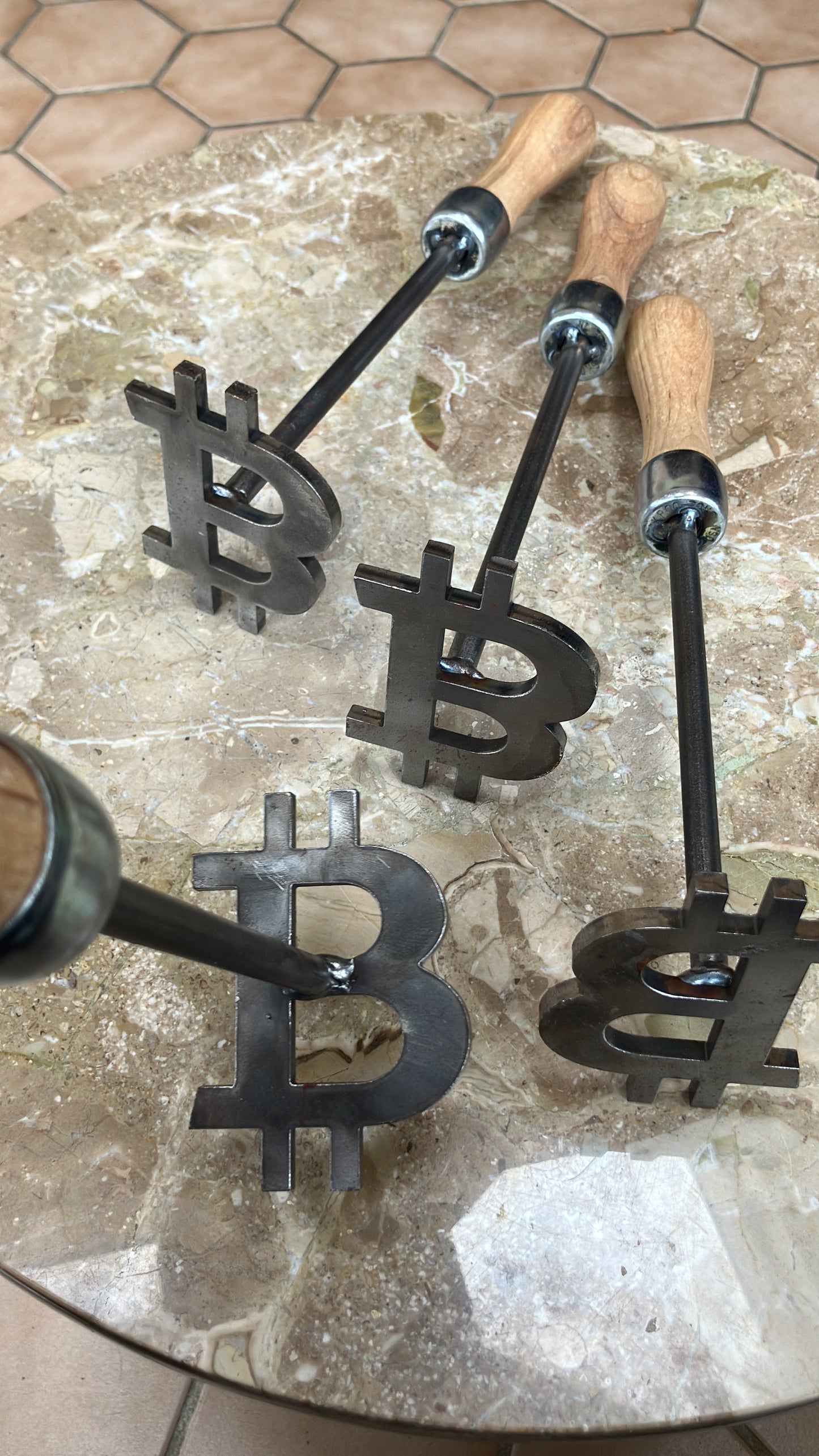 4” inch Bitcoin Branding Iron w/ wood handle
