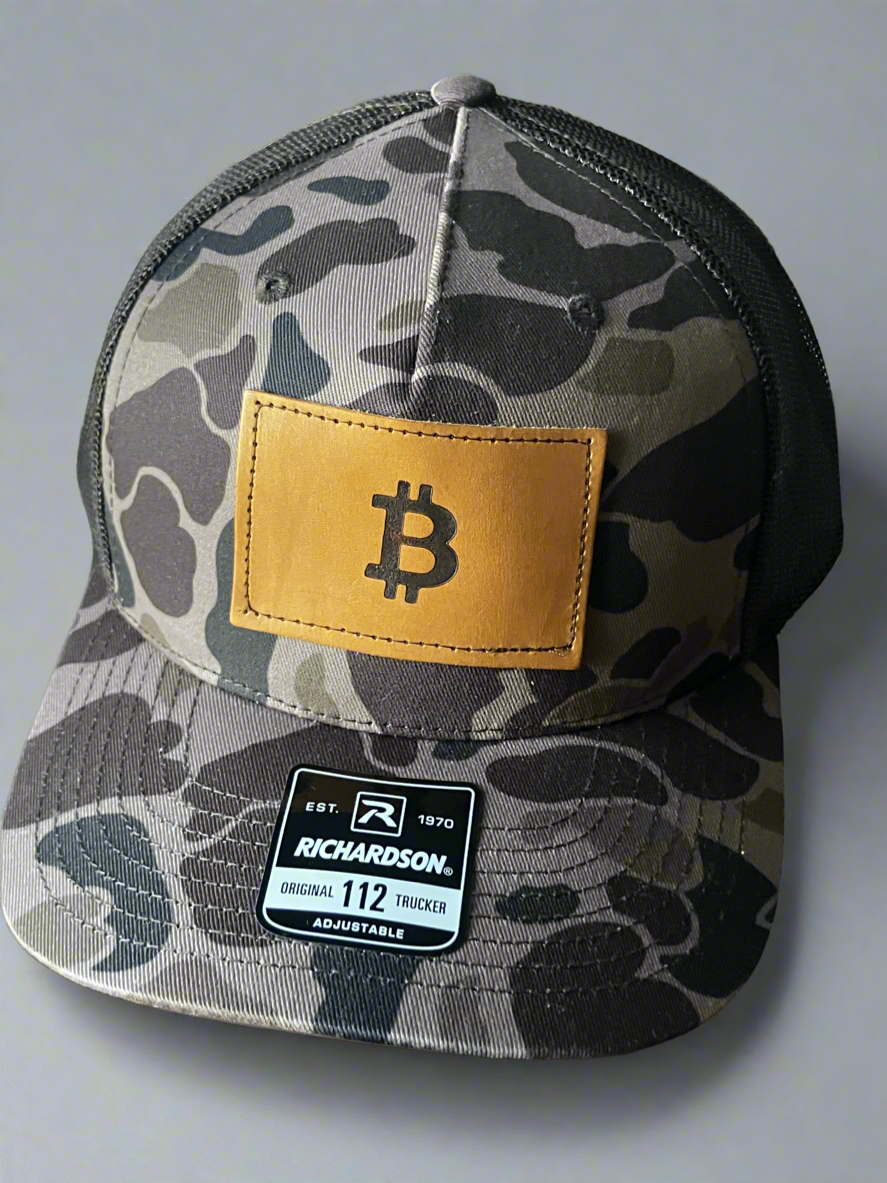 “Dark ₿uck” Leather Patch Hat