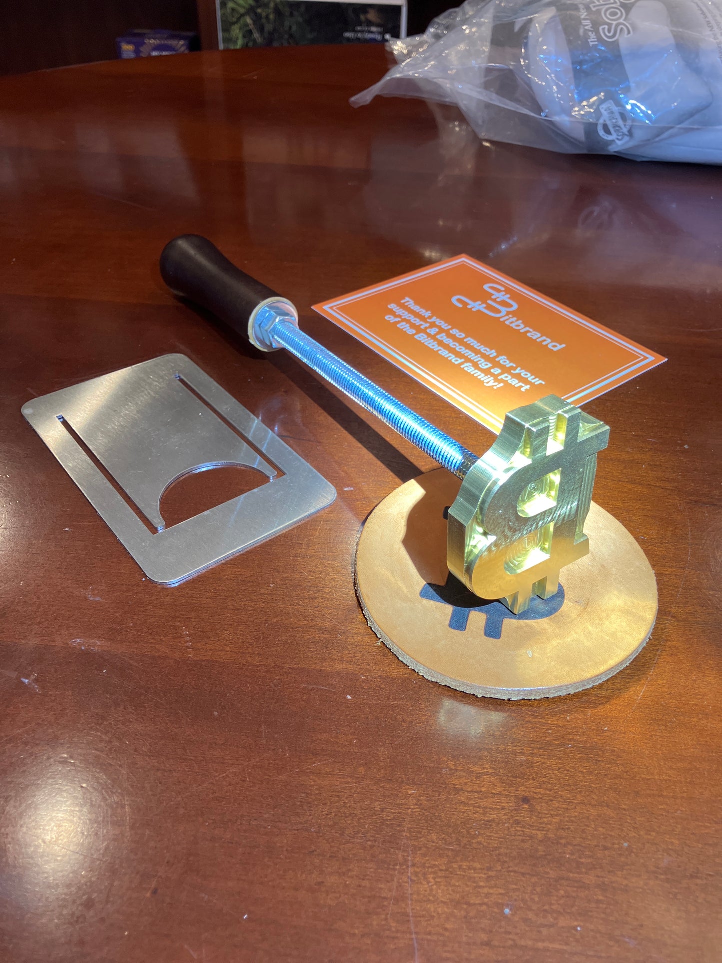 Food Grade Brass “B” Branding Iron (12” length w/ stand)