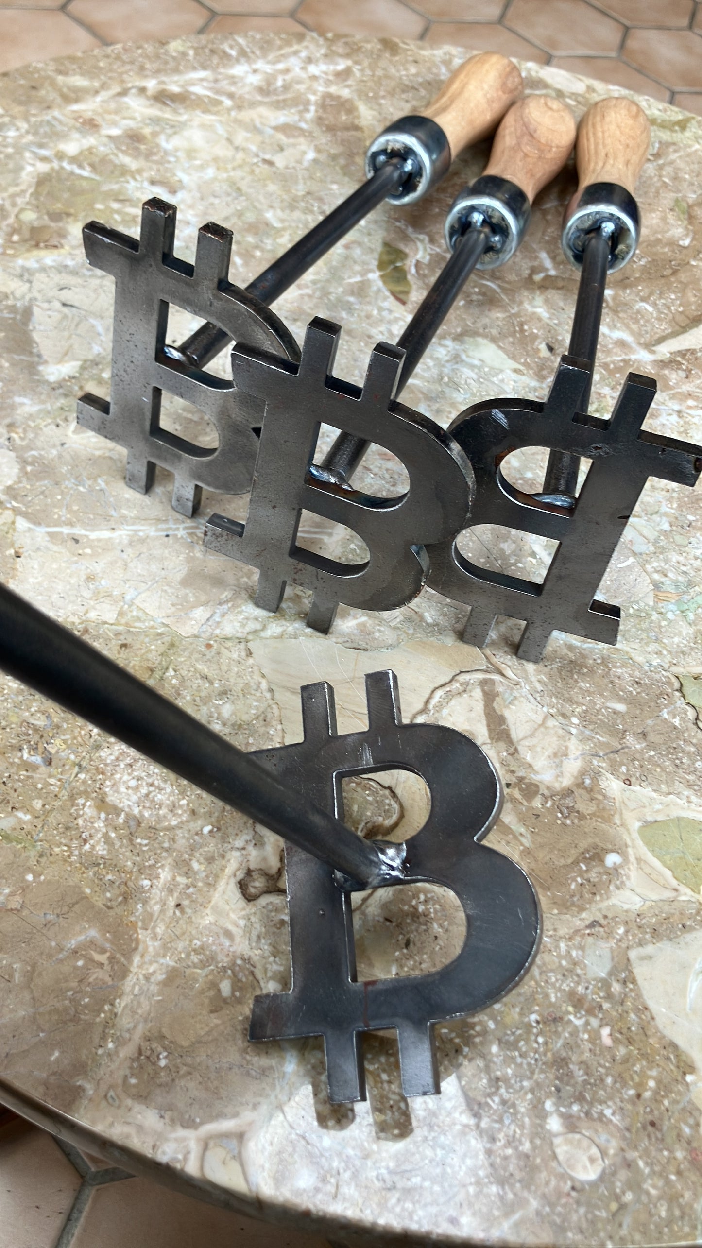 4” inch Bitcoin Branding Iron w/ wood handle