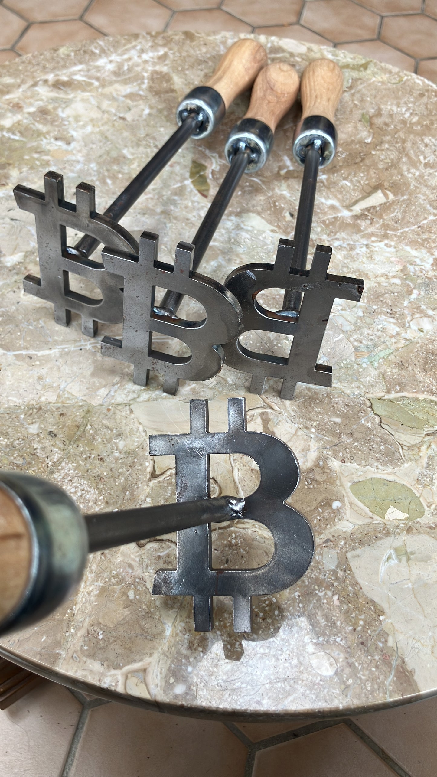 4” inch Bitcoin Branding Iron w/ wood handle