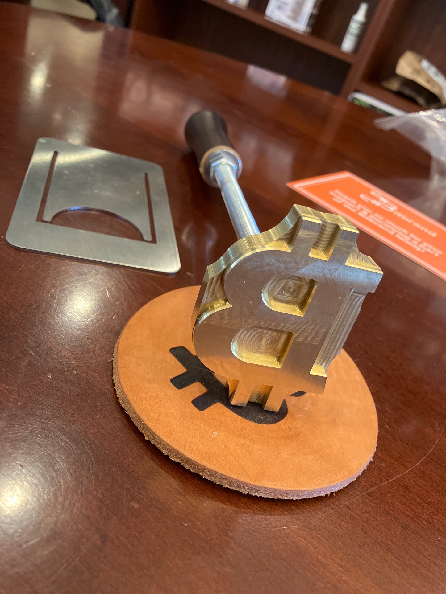 Food Grade Brass “B” Branding Iron (12” length w/ stand)