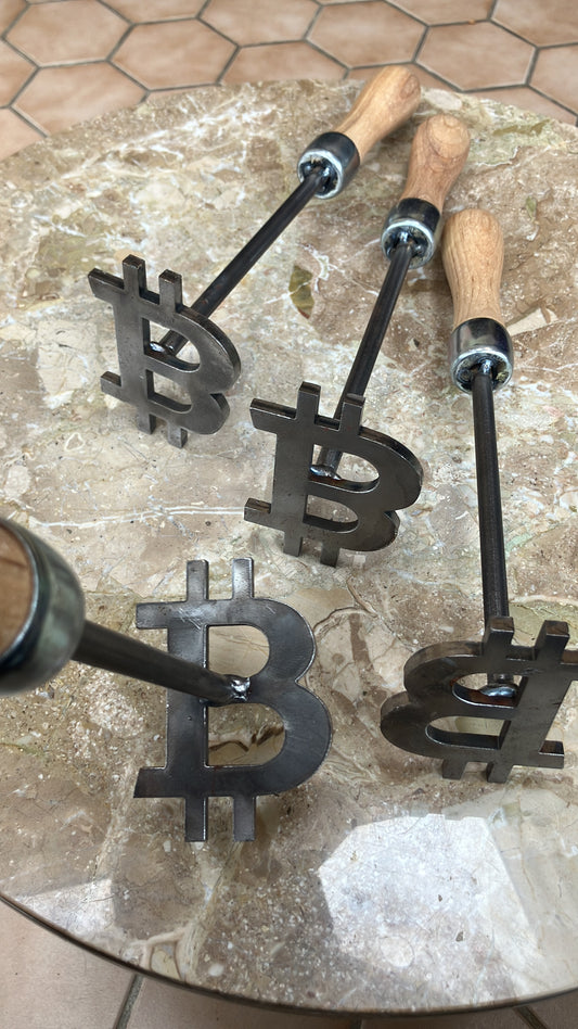 4” inch Bitcoin Branding Iron w/ wood handle