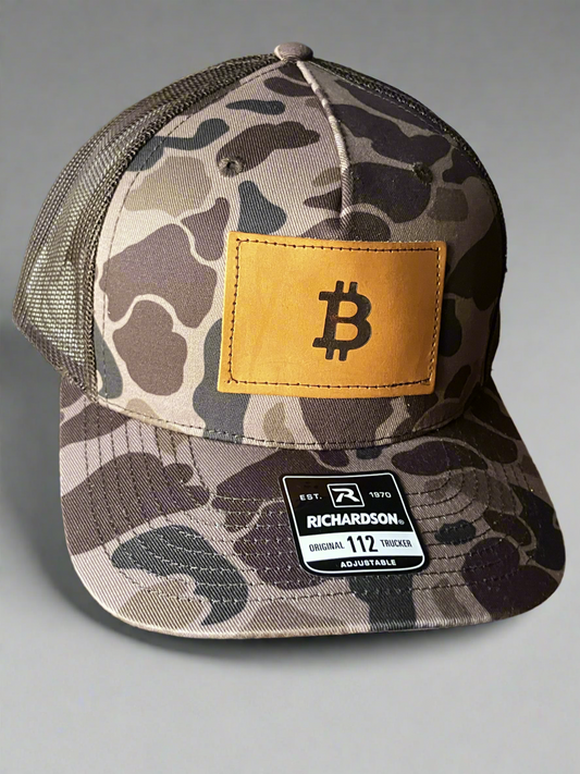 “Dark ₿uck” Leather Patch Hat